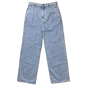 Loulou Studio Attu Pleated Wide Leg Jeans Denim‎ Womens 31 High Rise Made Italy